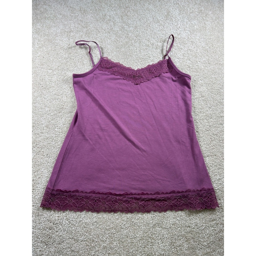 Cato Womens Size L Purple Cami Tank Lace Trim Adjustable